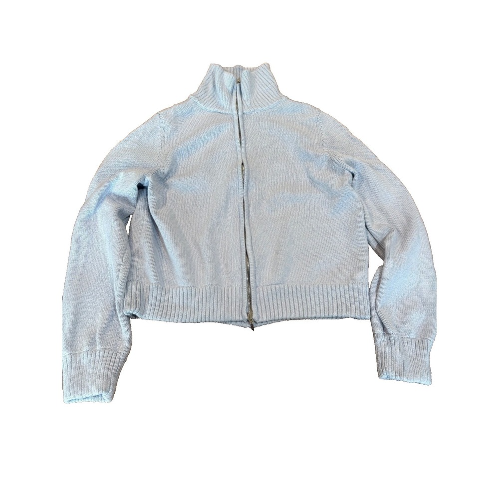 Vtg Abercrombie & Fitch cardigan cropped sweater women's size‎ large powder blue